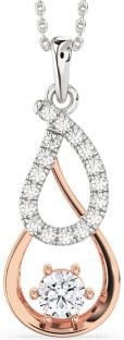 Large Diamond Platinum & Rose Gold Teardrop Infinity Necklace