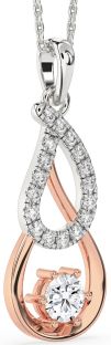 Large Diamond Platinum & Rose Gold Teardrop Infinity Necklace