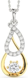Large Diamond Platinum & Yellow Gold Teardrop Infinity Necklace