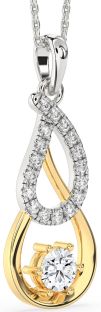 Large Diamond Platinum & Yellow Gold Teardrop Infinity Necklace