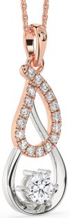 Large Diamond Platinum & Rose Gold Teardrop Infinity Necklace