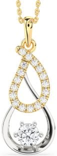 Large Diamond Platinum & Yellow Gold Teardrop Infinity Necklace