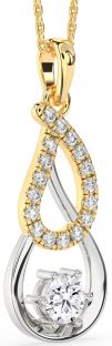 Large Diamond Platinum & Yellow Gold Teardrop Infinity Necklace