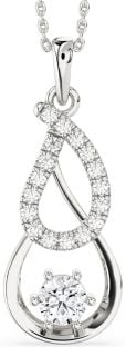 Large Diamond Silver Teardrop Infinity Necklace