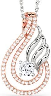 Diamond Platinum & Rose Gold Teardrop Necklace