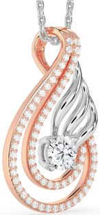 Diamond Platinum & Rose Gold Teardrop Necklace