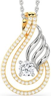 Diamond Platinum & Yellow Gold Teardrop Necklace