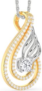 Diamond Platinum & Yellow Gold Teardrop Necklace