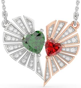 Large Diamond Platinum & Rose Gold Broken Heart Necklace