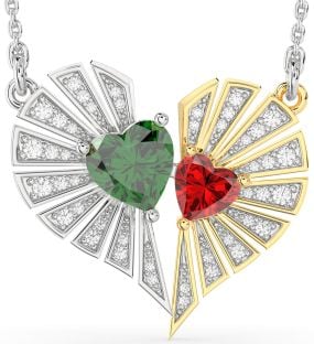 Large Diamond Platinum & Yellow Gold Broken Heart Necklace