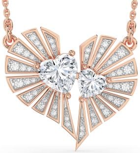 Large Diamond Rose Gold Broken Heart Necklace