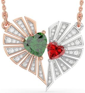 Large Diamond Platinum & Rose Gold Broken Heart Necklace