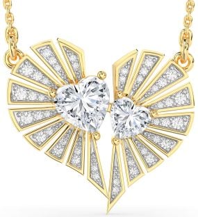 Large Diamond Gold Broken Heart Necklace