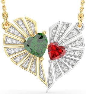 Large Diamond Platinum & Yellow Gold Broken Heart Necklace