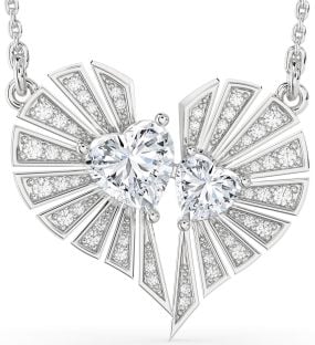 Large Diamond Platinum Broken Heart Necklace