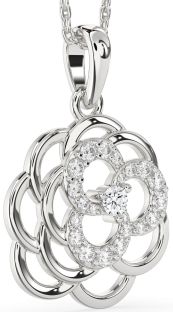 Diamond Platinum Flower Necklace