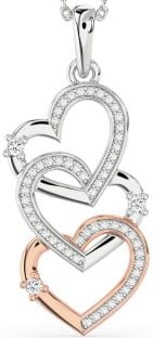 Diamond Platinum & Rose Gold Heart Necklace