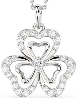 Large Diamond Platinum Shamrock Necklace