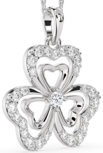 Large Diamond Platinum Shamrock Necklace