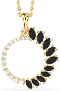 Black Diamond Gold Circle Necklace