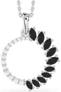 Black Diamond Platinum Circle Necklace
