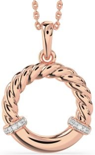 Diamond Rose Gold Circle Knot Necklace
