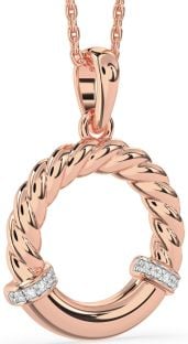 Diamond Rose Gold Circle Knot Necklace