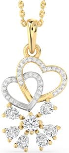 Diamond Platinum & Yellow Gold Heart Snowflake Necklace