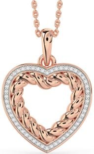 Diamond Rose Gold Heart Knot Necklace
