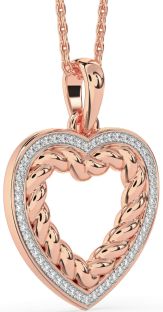 Diamond Rose Gold Heart Knot Necklace