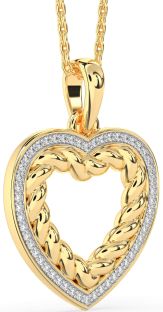 Diamond Gold Heart Knot Necklace