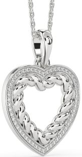 Diamond Platinum Heart Knot Necklace