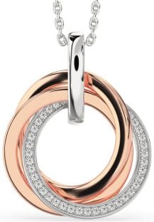 Diamond Platinum & Rose Gold Circle Necklace
