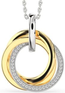 Diamond Platinum & Yellow Gold Circle Necklace