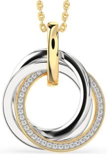 Diamond Platinum & Yellow Gold Circle Necklace