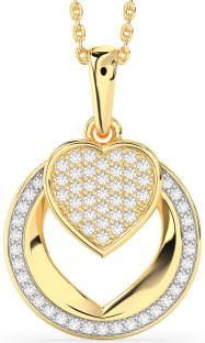 Diamond Gold Heart Circle Necklace