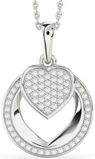 Diamond Platinum Heart Circle Necklace