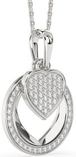 Diamond Platinum Heart Circle Necklace