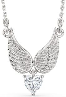 Diamond Platinum Heart Wings Necklace