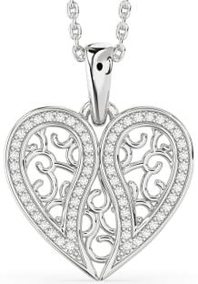 Diamond Platinum Broken Heart Necklace