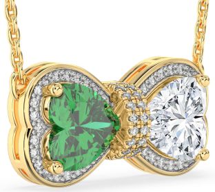 Diamond Gold Heart Bow Necklace