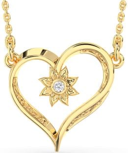 Diamond Gold Heart Sun Necklace