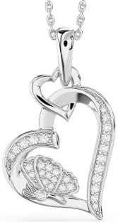 Diamond Platinum Heart Butterfly Interlock Necklace