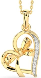 Diamond Gold Heart Bow Necklace