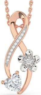 Diamond Platinum & Rose Gold Infinity Heart Flower Necklace