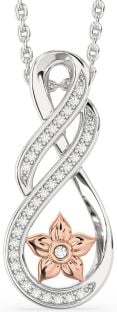 Diamond Platinum & Rose Gold Infinity Flower Necklace