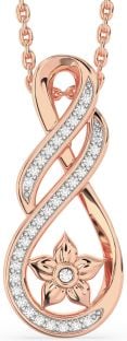 Diamond Rose Gold Infinity Flower Necklace