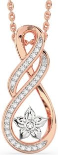 Diamond Platinum & Rose Gold Infinity Flower Necklace