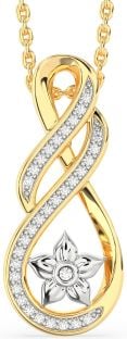 Diamond Platinum & Yellow Gold Infinity Flower Necklace