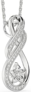 Diamond Platinum Infinity Flower Necklace
